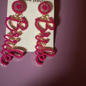 Pink Beaded Statement Earrings